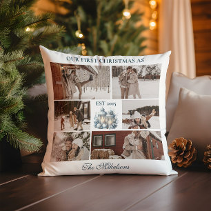 6 Photos First Christmas Together Throw Pillow