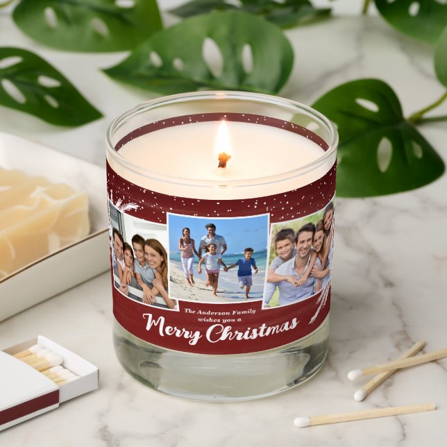 6 Photos Merry Christmas Snowflakes Scented Candle (Lit)