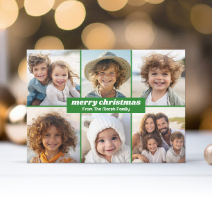 6 Photos - Merry Christmas - Tie-Dye Red Green Holiday Card