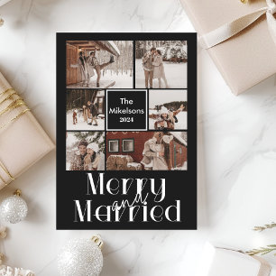 6 Photos Minimalist  Merry and Married Holiday Card