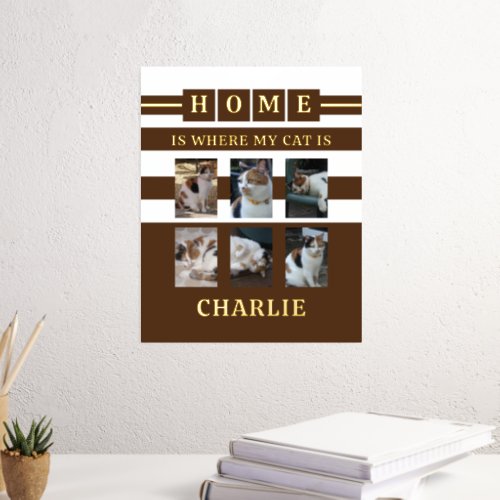6 photos name animal lover cats brown white foil prints