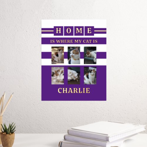 6 photos name animal lover cats purple white foil prints
