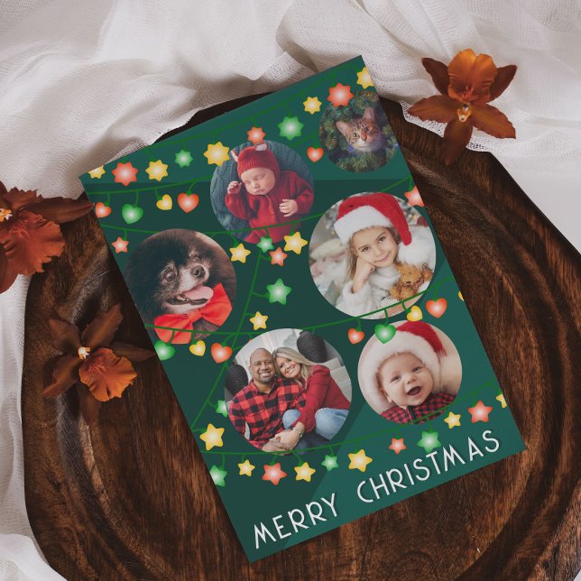     6 Photos To Personalize Merry Christmas Lights Holiday Card (Creator Uploaded)