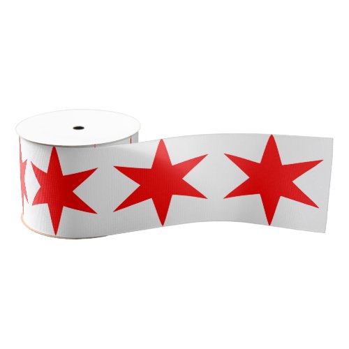 6_Pointed Chicago Flag Red Star Grosgrain Ribbon