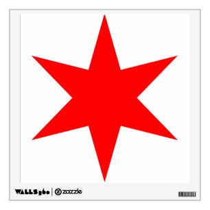 6-Pointed Chicago Flag Red Star Wall Sticker