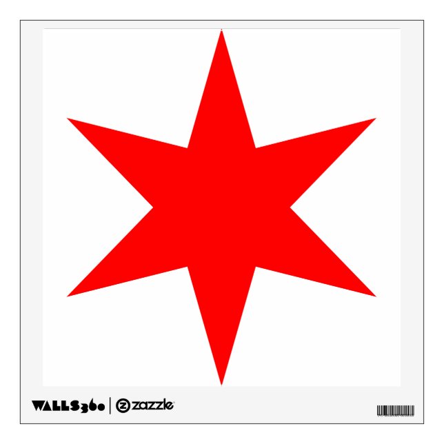 6-Pointed Chicago Flag Red Star Wall Sticker (Front)