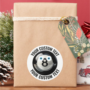 6 Pool 8 Ball Personalized Text Custom Happy Face Classic Round Sticker