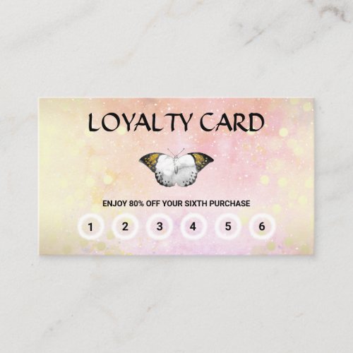  6 Punch Butterfly Moth Magic Peach Gold Loyalty Card