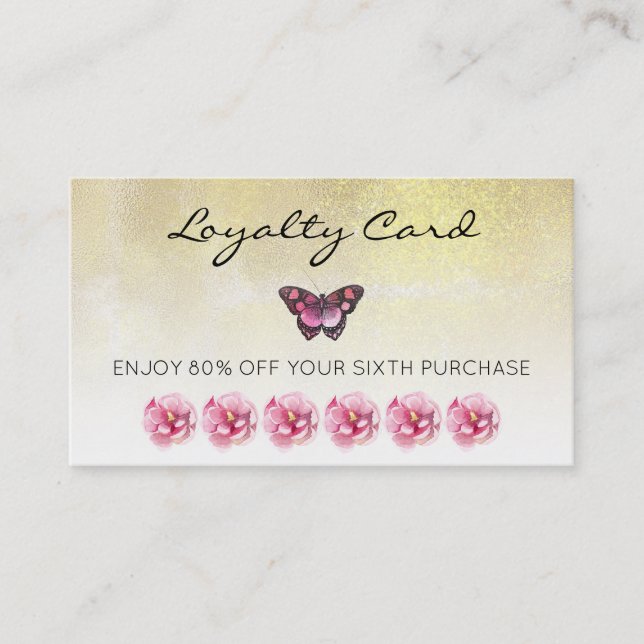 *~* 6 Punch Hole Flowers Butterfly Loyalty Card (Front)