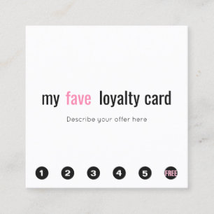 6 Punch Pink Beauty Salon Customer Loyalty Card