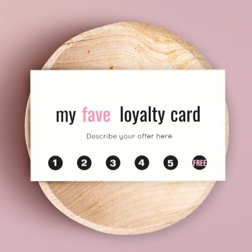 6 Punch Pink Beauty Salon Customer Loyalty Card