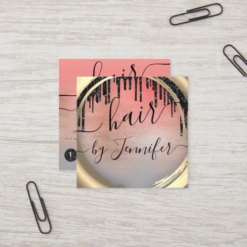 6 Punches Hair Lash Makeup Rose Ombre Drips  Square Business Card