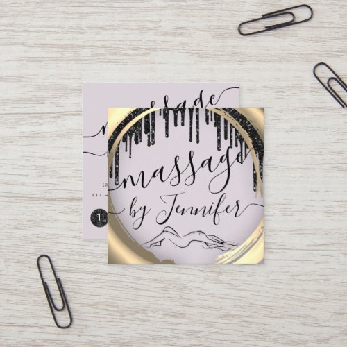 6 Punches Massage Spa Wellness Studio Gold Lavende Square Business Card