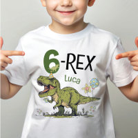 6-Rex Cute Dinosaur Theme 6th Birthday Party Name 