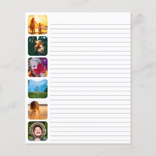 6 Rounded Photo Template Lined Paper Pieces