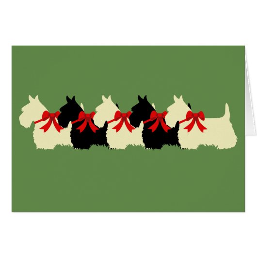 6 Scottish Terrier black/wheaten, bow / blank Cards (Front Horizontal)