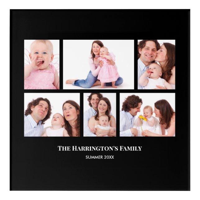 6 Sections Custom Photo Black Frames Acrylic Print (Front)