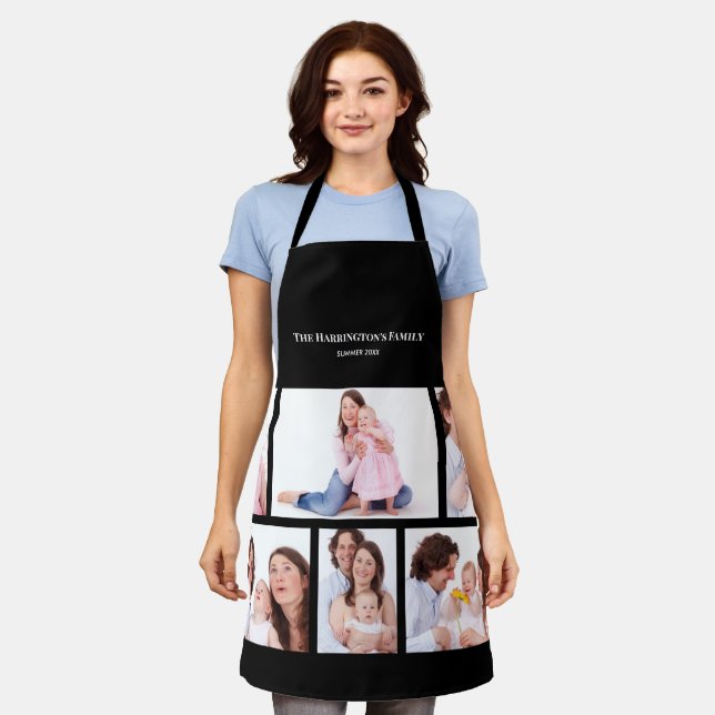 6 Sections Custom Photo Black Frames Apron (Worn)