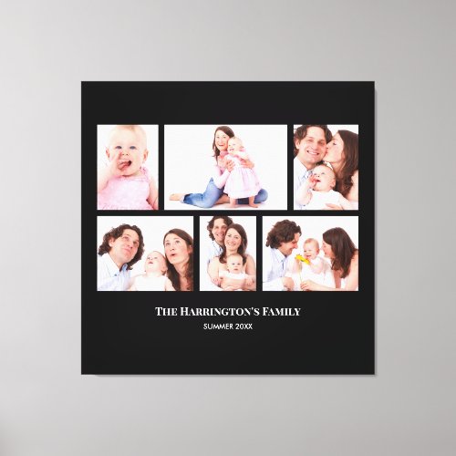 6 Sections Custom Photo Black Frames Canvas Print