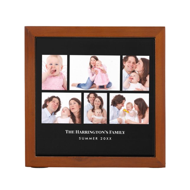 6 Sections Custom Photo Black Frames Desk Organizer (Front)