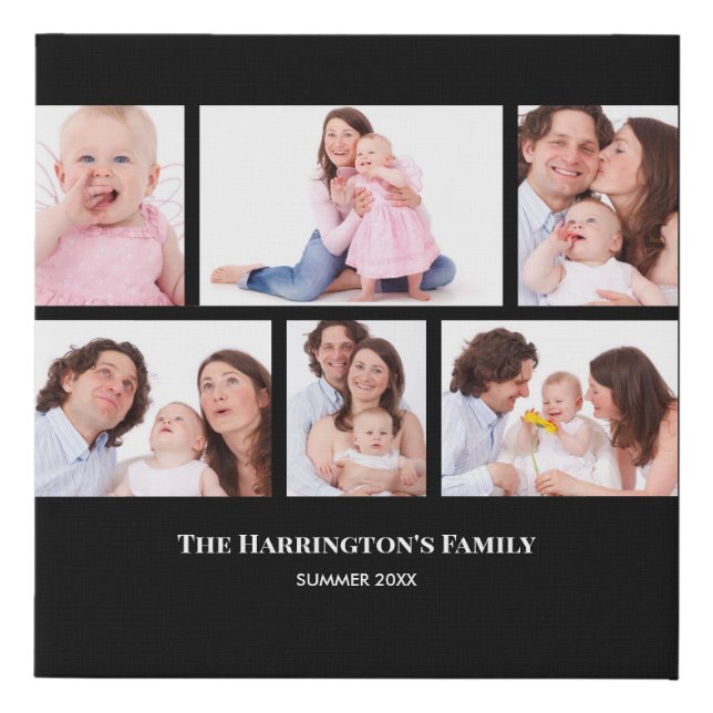 6 Sections Custom Photo Black Frames Faux Canvas Print (Front)
