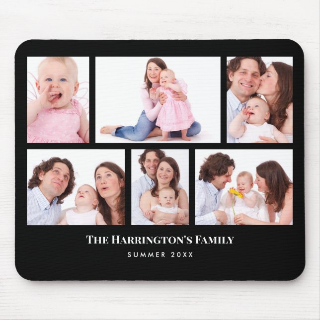 6 Sections Custom Photo Black Frames Mouse Pad (Front)
