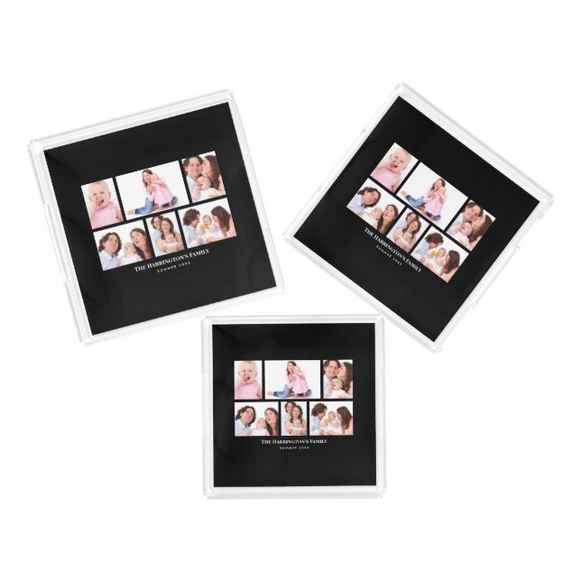 6 Sections Custom Photo Elegant Black Frames Acrylic Tray (Set)