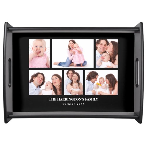6 Sections Custom Photo Elegant Black Frames Serving Tray