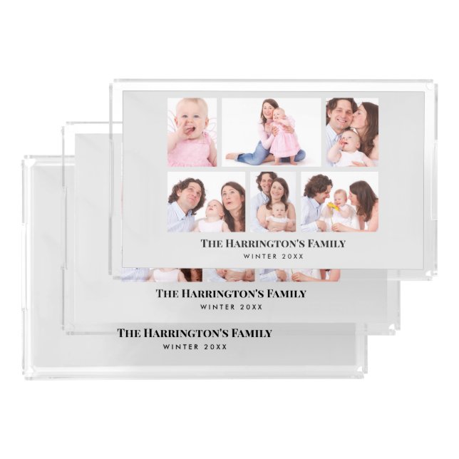 6 Sections Custom Photo Minimalist Gray Frames Acrylic Tray (Set)