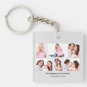 6 Sections Custom Photo Minimalist Gray Frames Keychain