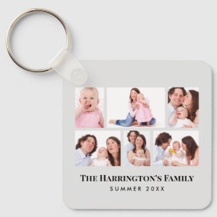 6 Sections Custom Photo Minimalist Gray Frames Keychain