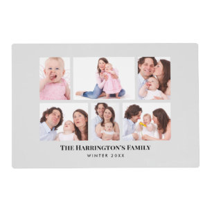 6 Sections Custom Photo Minimalist Gray Frames Placemat
