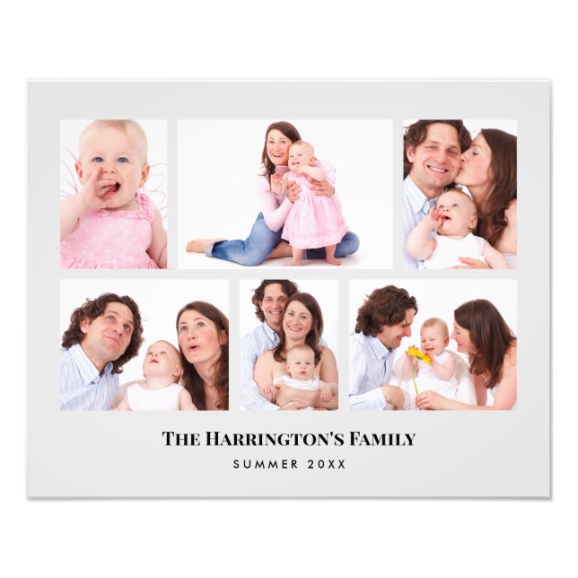 6 Sections Custom Photo Minimalist Gray Frames Print (Front)
