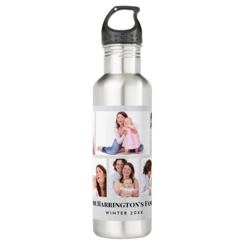 6 Sections Custom Photo Minimalist Gray Frames Stainless Steel Water Bottle