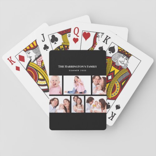 6 Sections Custom Photo Simple Elegant Black Frame Playing Cards