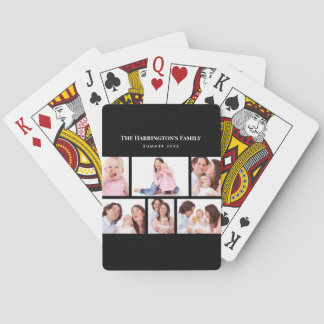 6 Sections Custom Photo Simple Elegant Black Frame Poker Cards