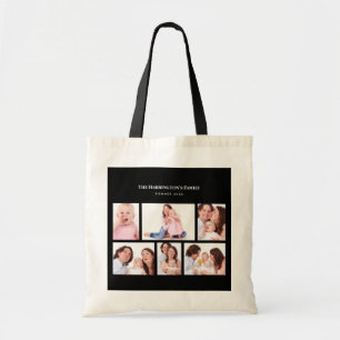 6 Sections Custom Photo Simple Elegant Black Frame Tote Bag