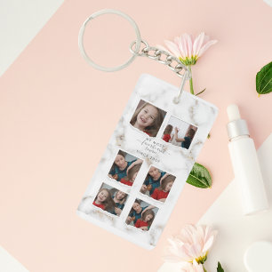 6 Six Photo Collage Aunty Modern Elegant Family Keychain