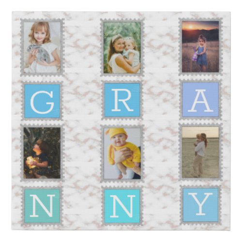 6 Six Photo Collage Cute Baby Family Love Granny Faux Canvas Print