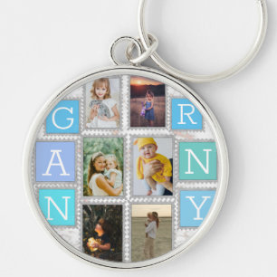 6 Six Photo Collage Cute Baby Family Love Granny Keychain