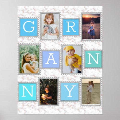 6 Six Photo Collage Cute Baby Family Love Granny Poster