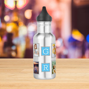 6 Six Photo Collage Cute Baby Family Love Granny Stainless Steel Water Bottle