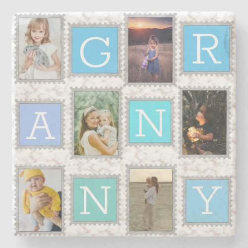 6 Six Photo Collage Cute Baby Family Love Granny Stone Coaster