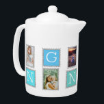 6 Six Photo Collage Cute Baby Family Love Granny Teapot<br><div class="desc">Introducing our modern and chic personalized photo collage product! This stylish item allows you to create a unique and one-of-a-kind collage featuring your own personal photos. Simply choose your favorite Instagram snaps or photography, and add them to our pre-designed photo collage template. Our template features a beautiful typography elegant script...</div>
