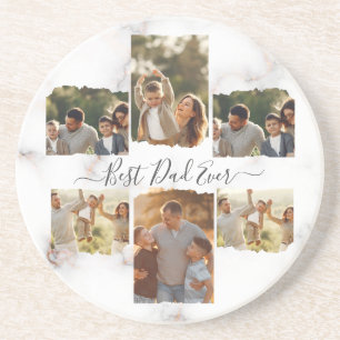 6 Six Photo Modern Elegant Collage Family Love Coaster