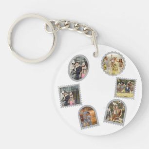 6 Six Photo Modern Elegant Collage Family Love Keychain