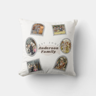 6 Six Photo Modern Elegant Collage Family Love Throw Pillow