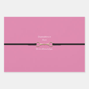 6" Snaffle Bit & Reins with Custom Text Pink Wrapping Paper Sheets