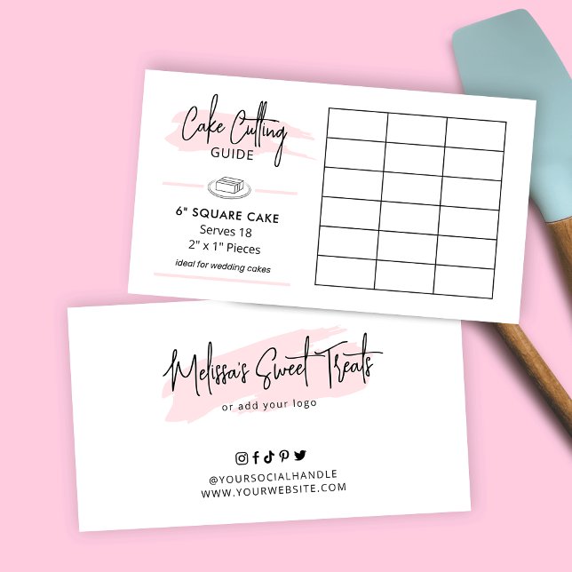 6" Square Cake Cutting Instructions 2x1 Servings Enclosure Card (6 inch square cake cutting guide for 2x1" wedding portions)