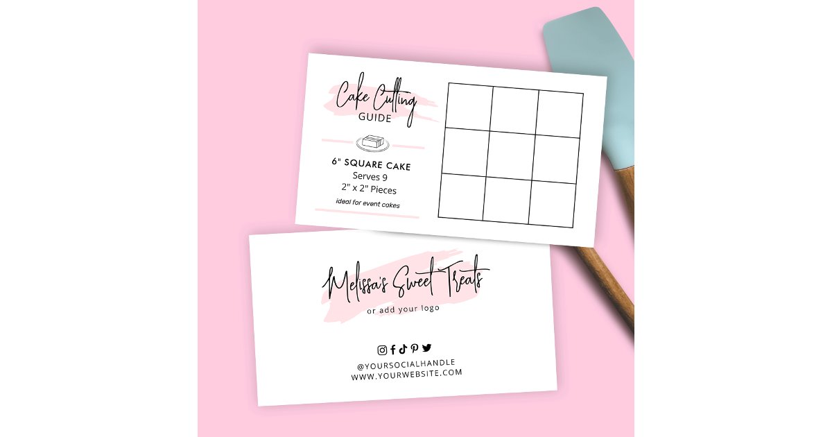 6" Square Party Cake Serving Guide 2x2 Portions Enclosure Card Zazzle
